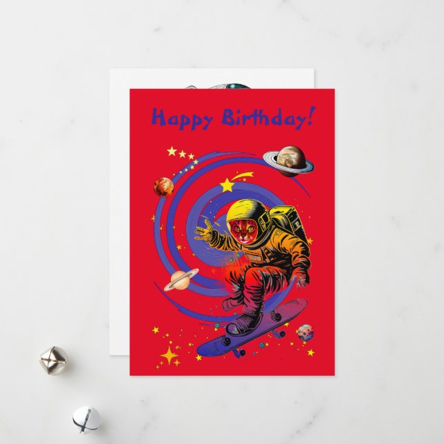 Surfer sur le vortex carte d'anniversaire (Devant/Arrière en situation)