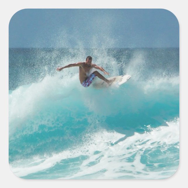 Surfer sur un autocollant à grande vague (Devant)