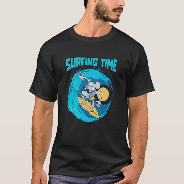 Surfer Surfboard  Surfrider Waves Trex Surfing T-Shirt (Front)