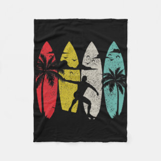 Surfer Surfboard Vintage Surfing Beach Summer Surf Fleece Blanket