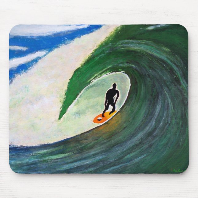 Surfer Surfing The Tube wave in Hawaii Mousepad (Front)