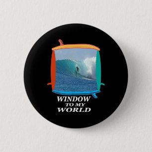 Surfer, Surfing, Waves, Ocean, Surfboards Window T 2 Inch Round Button