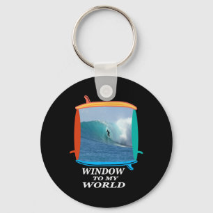 Surfer, Surfing, Waves, Ocean, Surfboards Window T Keychain