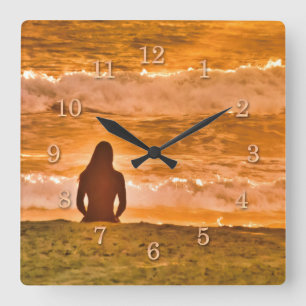 SURFER SWAMI SQUARE WALL CLOCK