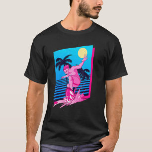 Surfer Synthwave Sunset Palm Trees Surfing 80s Vap T-Shirt