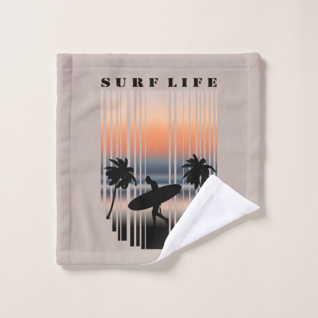 Surfer Walking Into Beach At Sunset | Surf Life  Y Wash Cloth (Wash Cloth)