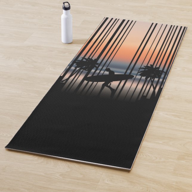 Surfer Walking Into Beach At Sunset | Surf Life  Yoga Mat (In Situ)