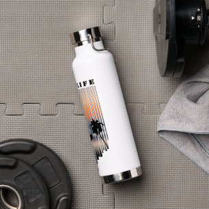 Surfer Walking Into Beach At Sunset Water Bottle