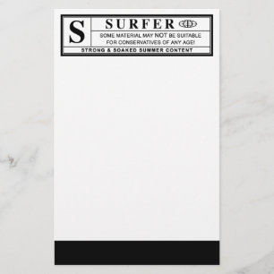 surfer warning label stationery