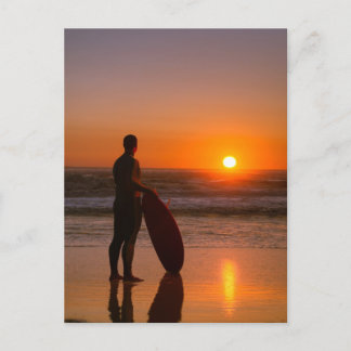 Surfer watching the waves postcard