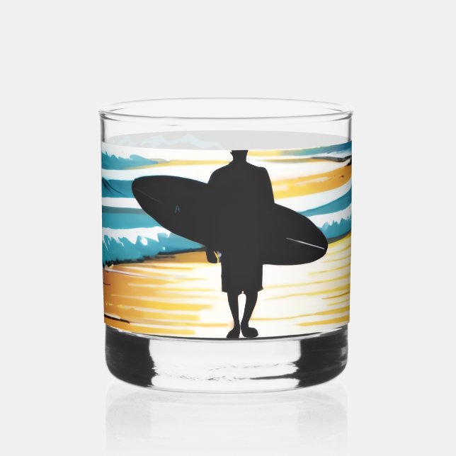 Surfer Whiskey Glass (Left)