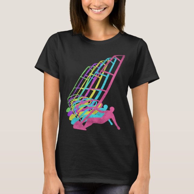 Surfer Windsurfing 80s Colors 1980s T-Shirt (Front)