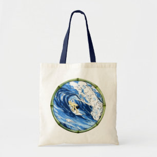 Surfer With Bamboo Frame Tote Bag