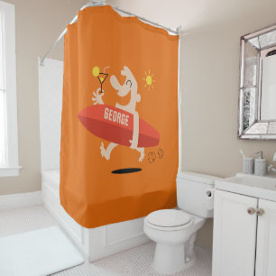 Surfer with Cocktail custom name shower curtain