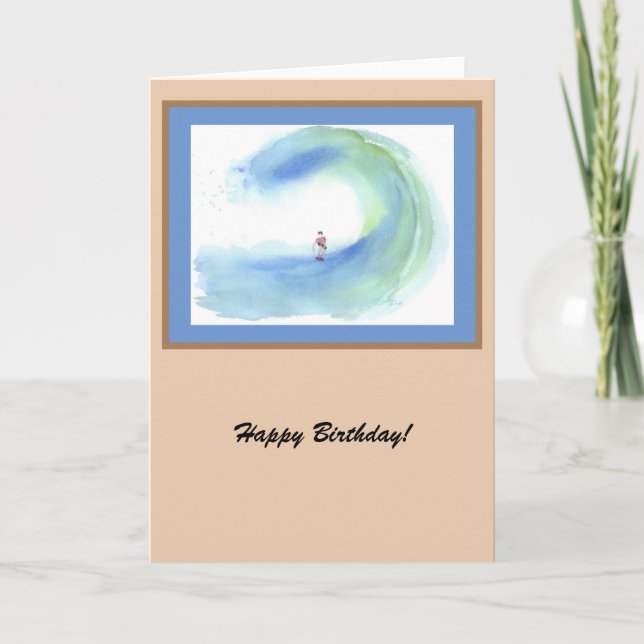 Surfer with Wave Watercolor 2 customizable Card (Front)