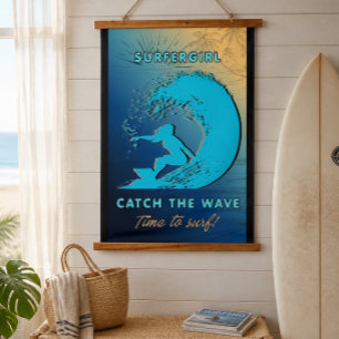 Surfergirl - Catch the Wave Hanging Tapestry