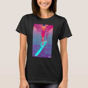 Surfergirl Girl Woman Surfboard Waves Sea Vacation T-Shirt