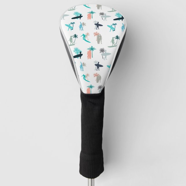 Surfers and Palm Trees Pattern Golf Head Cover (Front)
