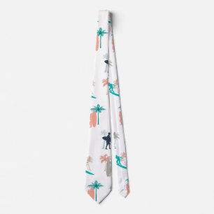 Surfers and Palm Trees Pattern Tie