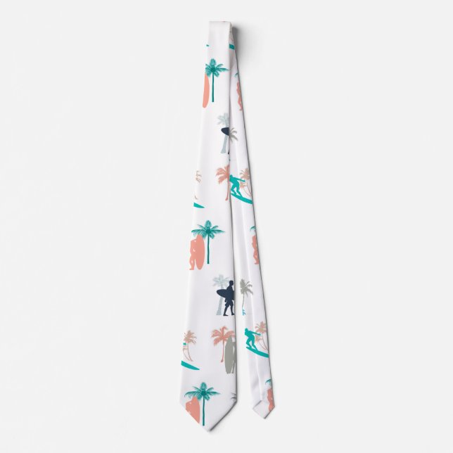 Surfers and Palm Trees Pattern Tie (Front)