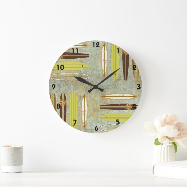 Surfers Boardroom Surf Board Wall Clock (Home)