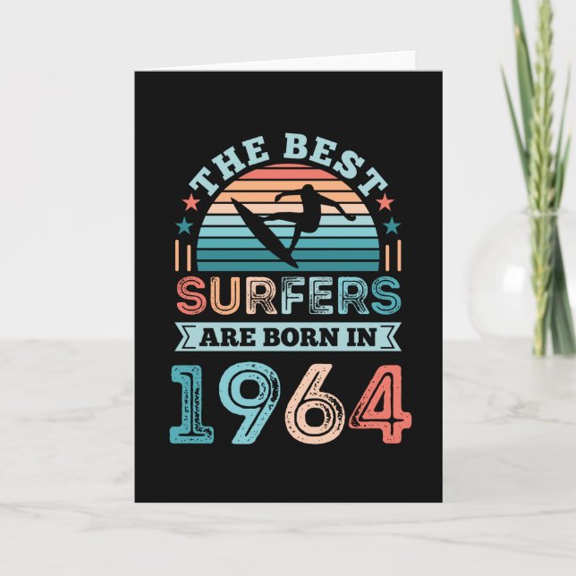 Surfers born 1964 60th Birthday surfing Gift Card (Front)