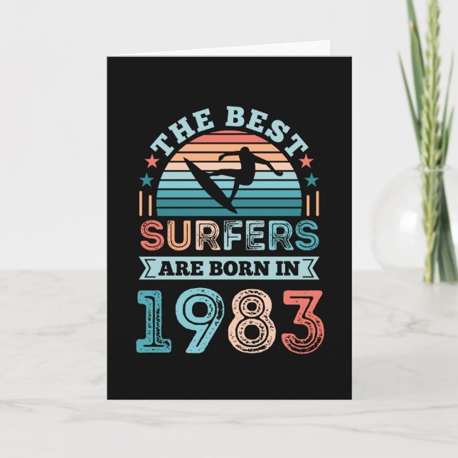 Surfers born 1983 40th Birthday surfing Gift Card (Front)