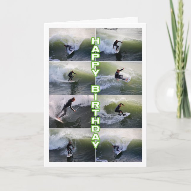 Surfers Collage Happy Birthday Card (Front)