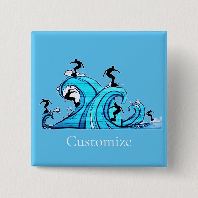 Surfers Everywhere Thunder_Cove  2 Inch Square Button (Front)