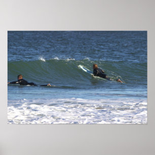 Surfers in a Wave Poster