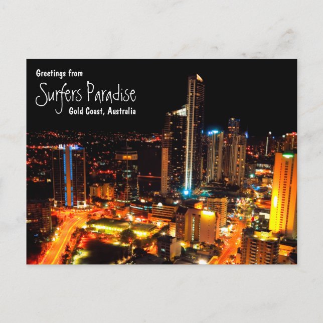 Surfers Paradise Gold Coast Australia City Lights Postcard (Front)