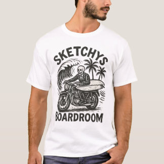 Surfeur squelette sur moto – T-shirt d'art de surf