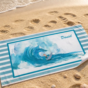 Surfeur sur une grosse vague Serviette de plage