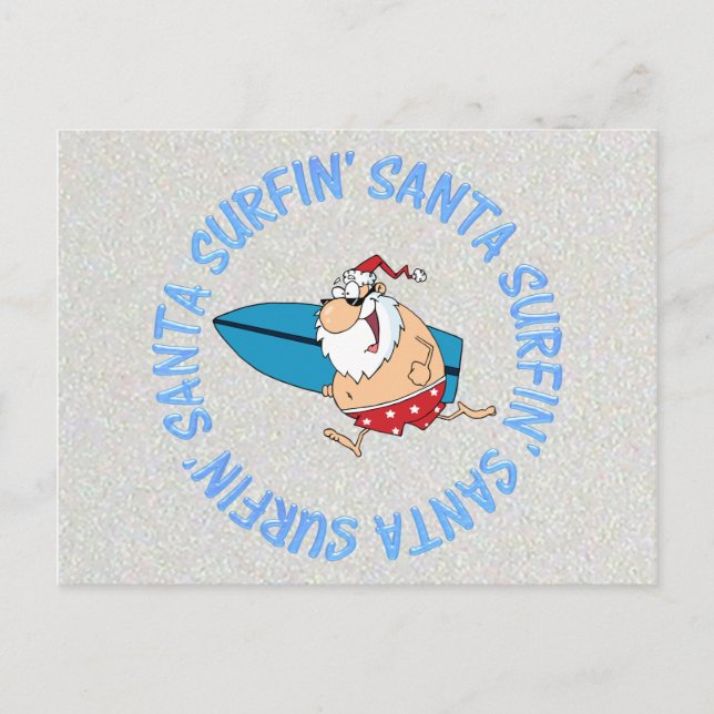 Surfin' Santa Holiday Postcard (Front)
