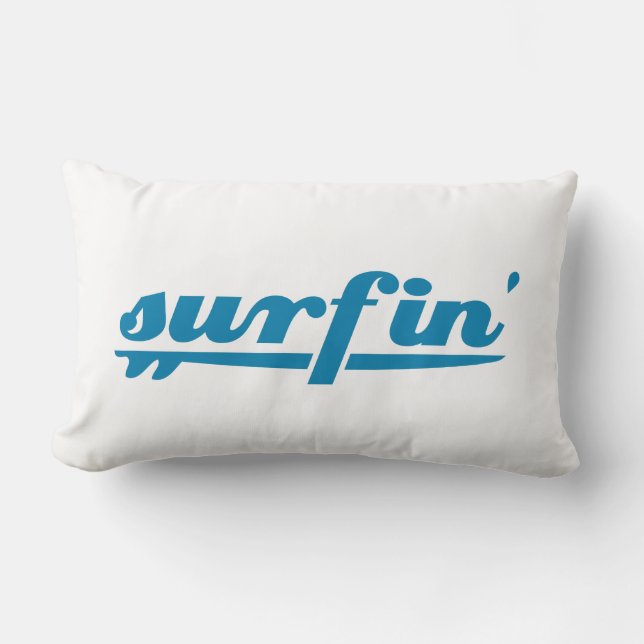 Surfin surfboard blue lumbar pillow (Front)