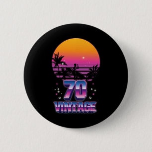 Surfing 1970 Pacific Ocean Sunset 70th Birthday 70 2 Inch Round Button