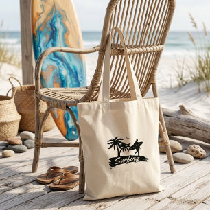 surfing advanture tote bag-tropical palm tree bag