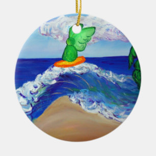 Surfing Angel Raphael Riding Healing Wave Ornament