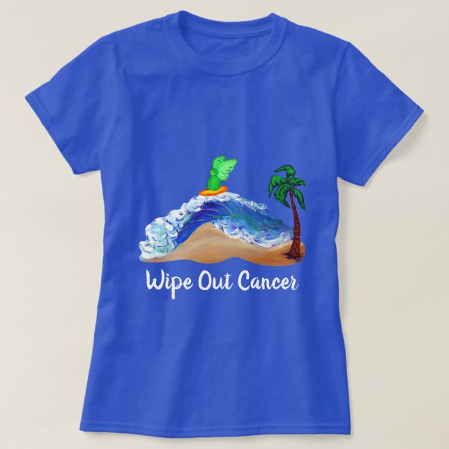 Surfing Angel, Wipe Out Cancer Shirt (Design Front)