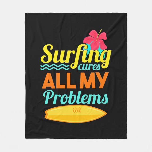 Surfing Are All My Problems Fleece Blanket (Front)