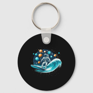 Surfing Astronaut Moon Space Shirt Galaxy Shirt Sp Keychain