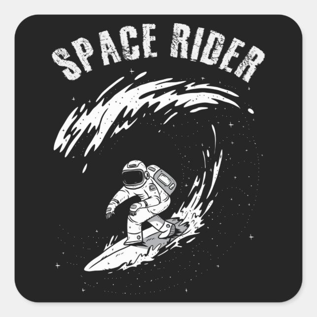 Surfing Astronaut Space Rider Square Sticker (Front)