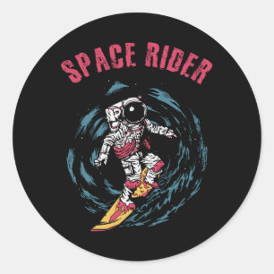 Surfing Astronaut Space Rider Surfer Classic Round Sticker