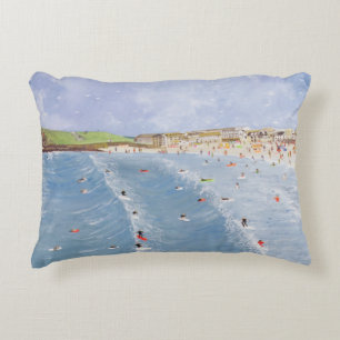 Surfing at Porthmeor Accent Pillow