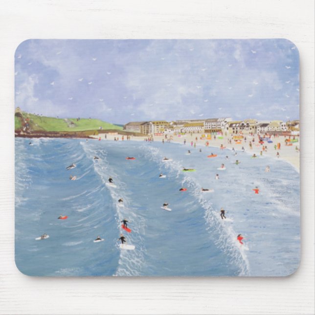 Surfing at Porthmeor Mouse Pad (Front)