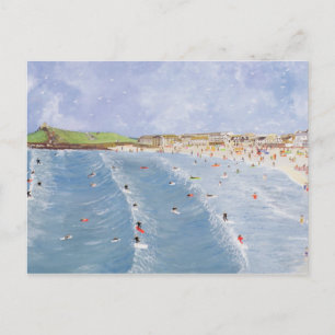 Surfing at Porthmeor Postcard
