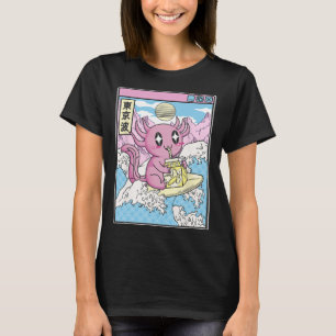 Surfing Axolotl Drinking Nana Milk Kawaii Anime Va T-Shirt