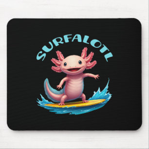 Surfing Axolotl Surfalotl Funny Ocean Beach Mouse Pad