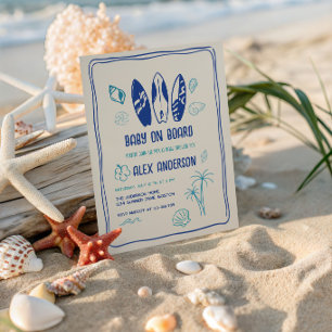 Surfing Baby,Beachy Baby on Board  Shower  Invitation