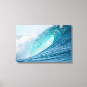Surfing barrel wave breaking canvas print